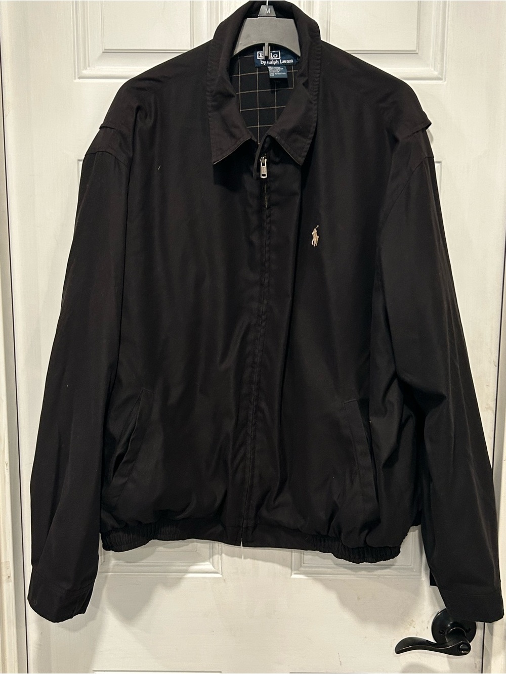 Polo Ralph Lauren Bi-Swing Windbreaker Jacket Black Men's XXL Plaid Lined VTG